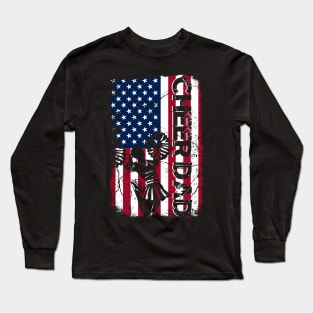 Cheer Dad Vintage American Flag Father Cheerleader Long Sleeve T-Shirt